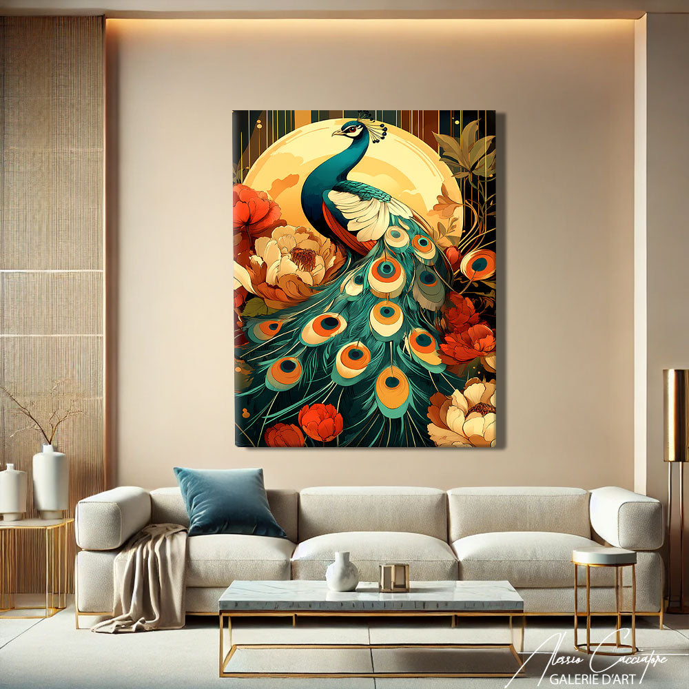 Tableau avec paon
