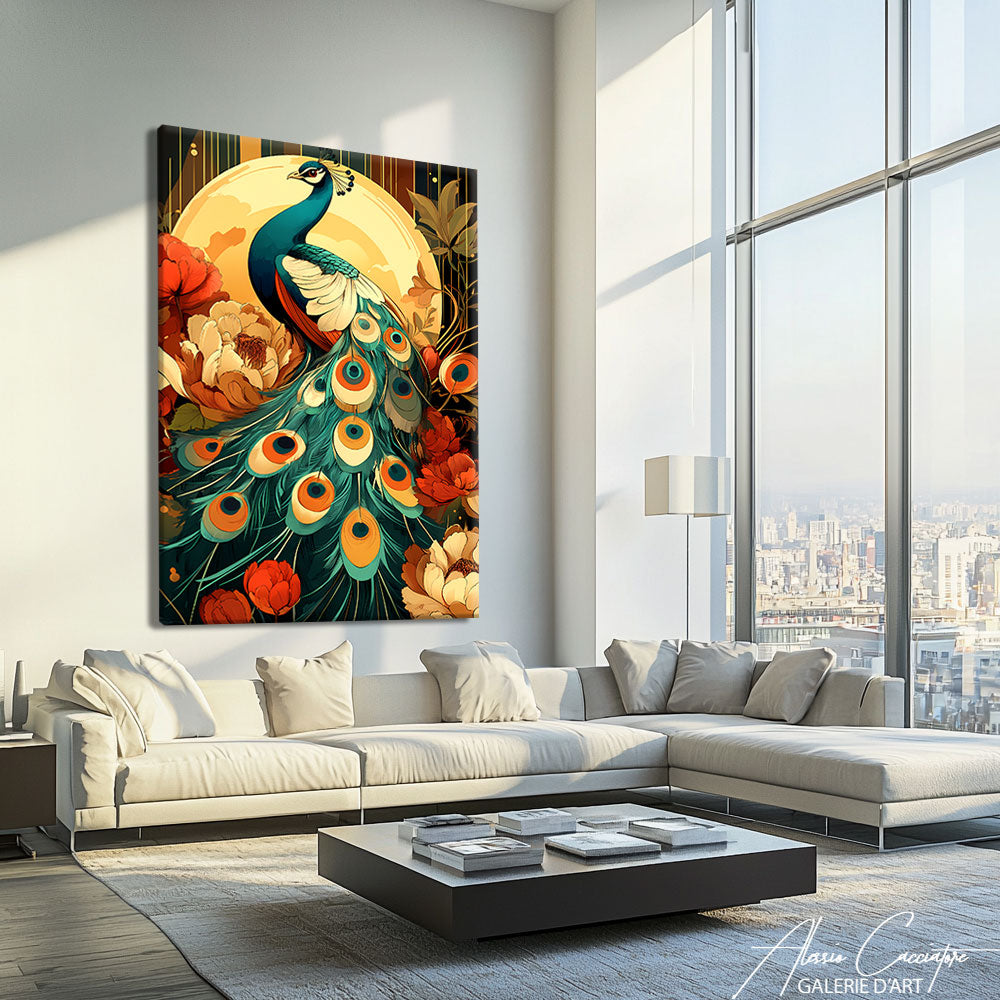 Peinture aquarelle paon
