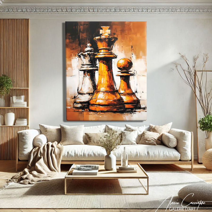 Tableau Abstrait Orange – mise en situation