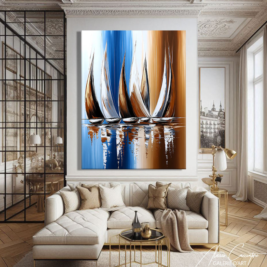 Tableau Contemporain Voiliers – mise en situation
