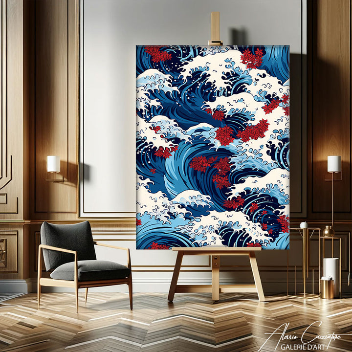 tableau japonais avec une vague