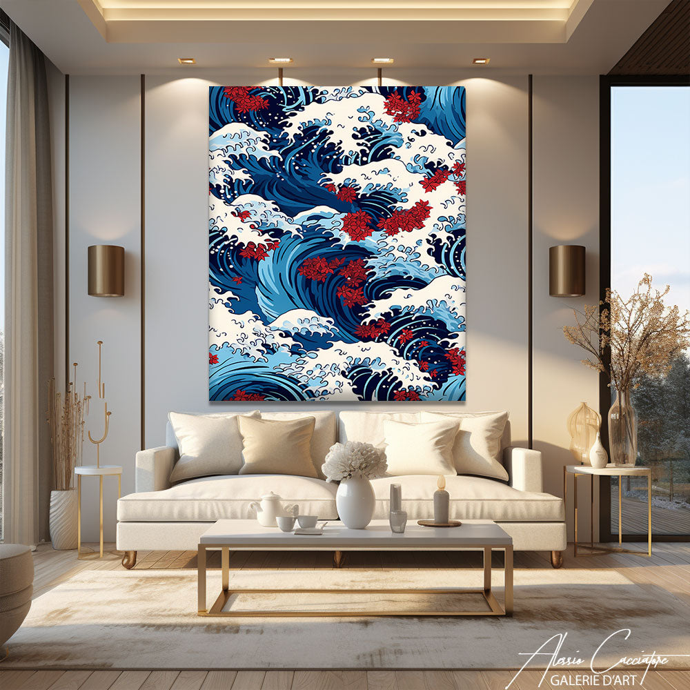 tableau japonais avec une vague