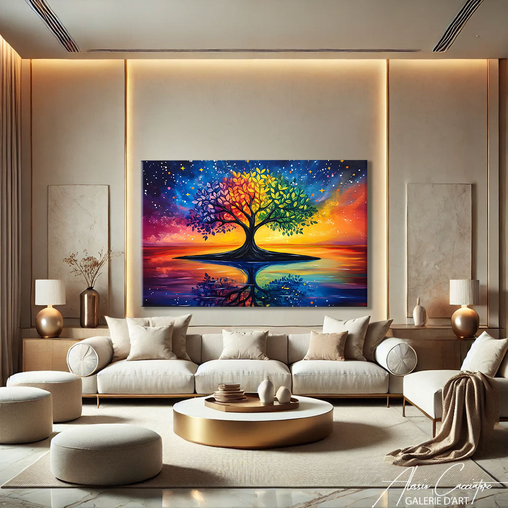 Tableau arbre multicolore
