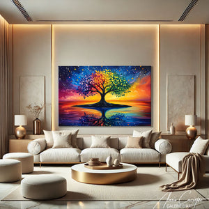 Tableau arbre multicolore
