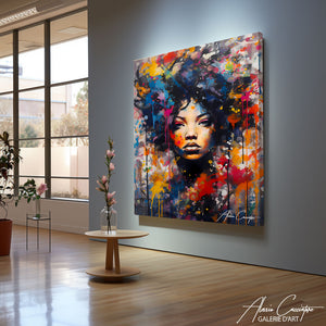 tableau femme africaine abstrait