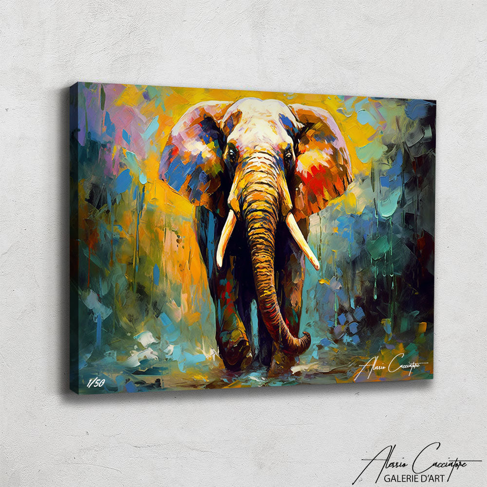 tableau éléphant abstrait