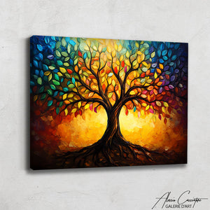 tableau coloré peinture arbre

