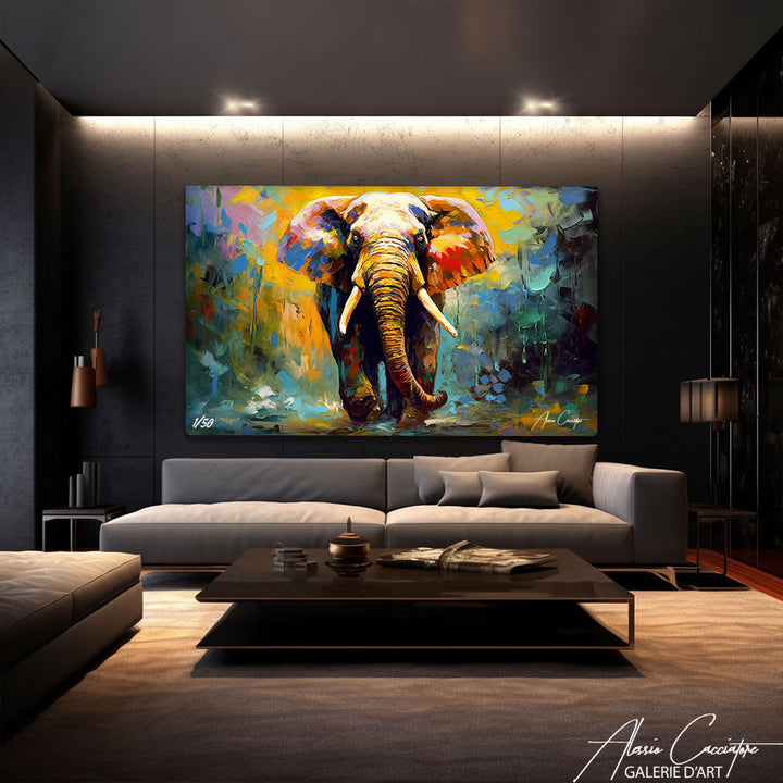 peinture éléphant coloré