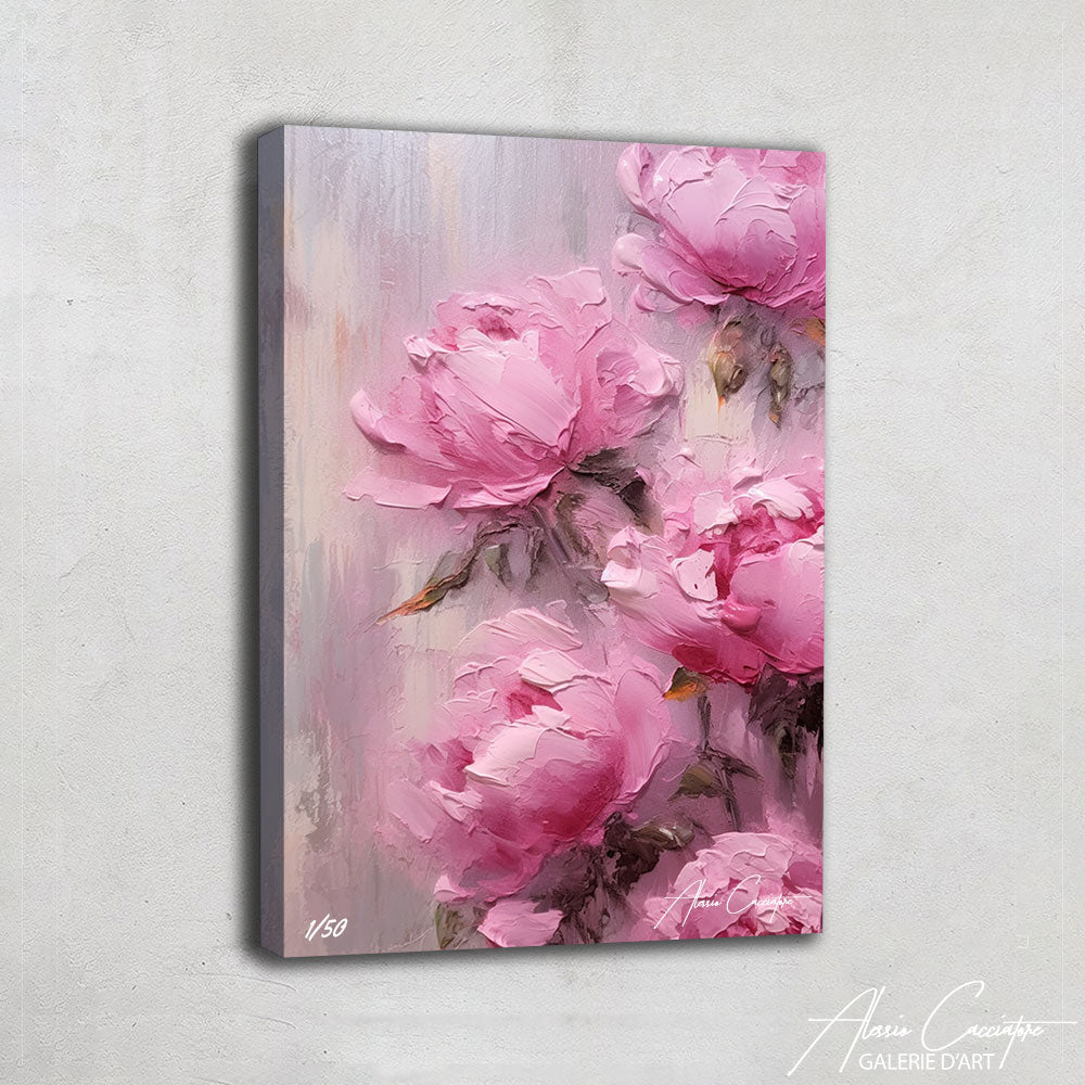 peinture pivoines roses
