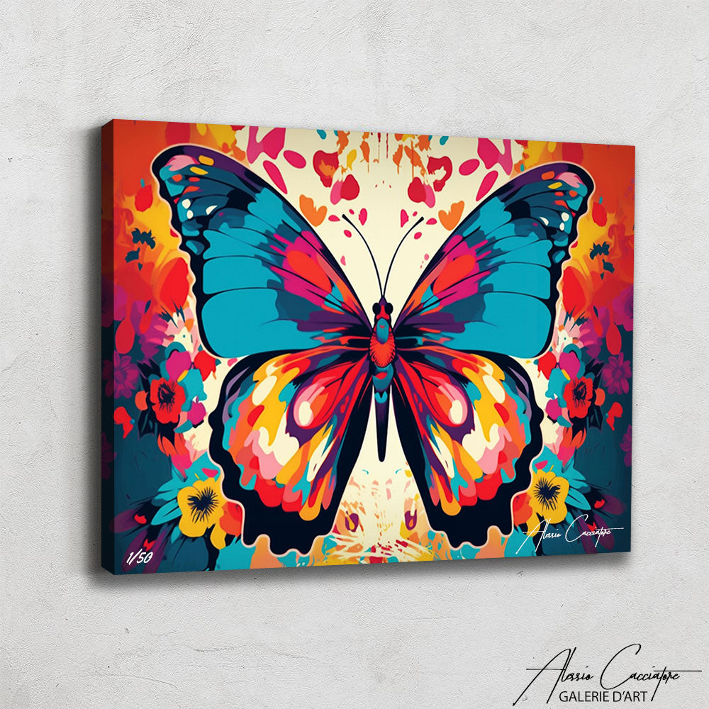 tableau fleurs papillon