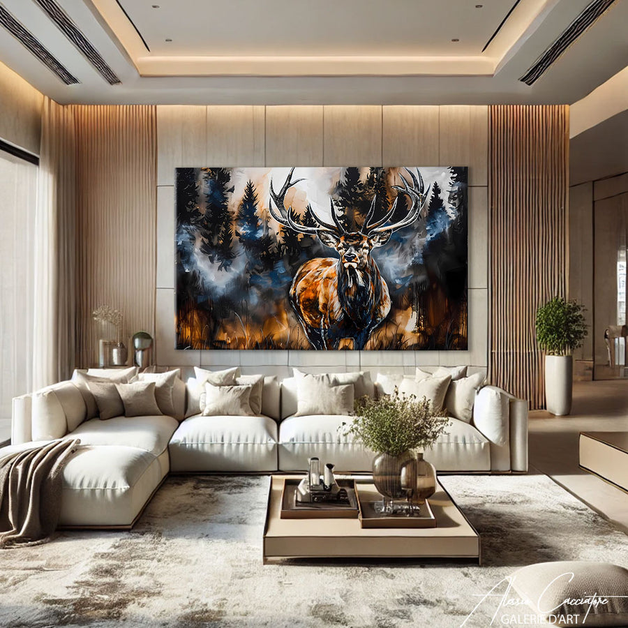 Tableau Cerf Montagne
 – mise en situation