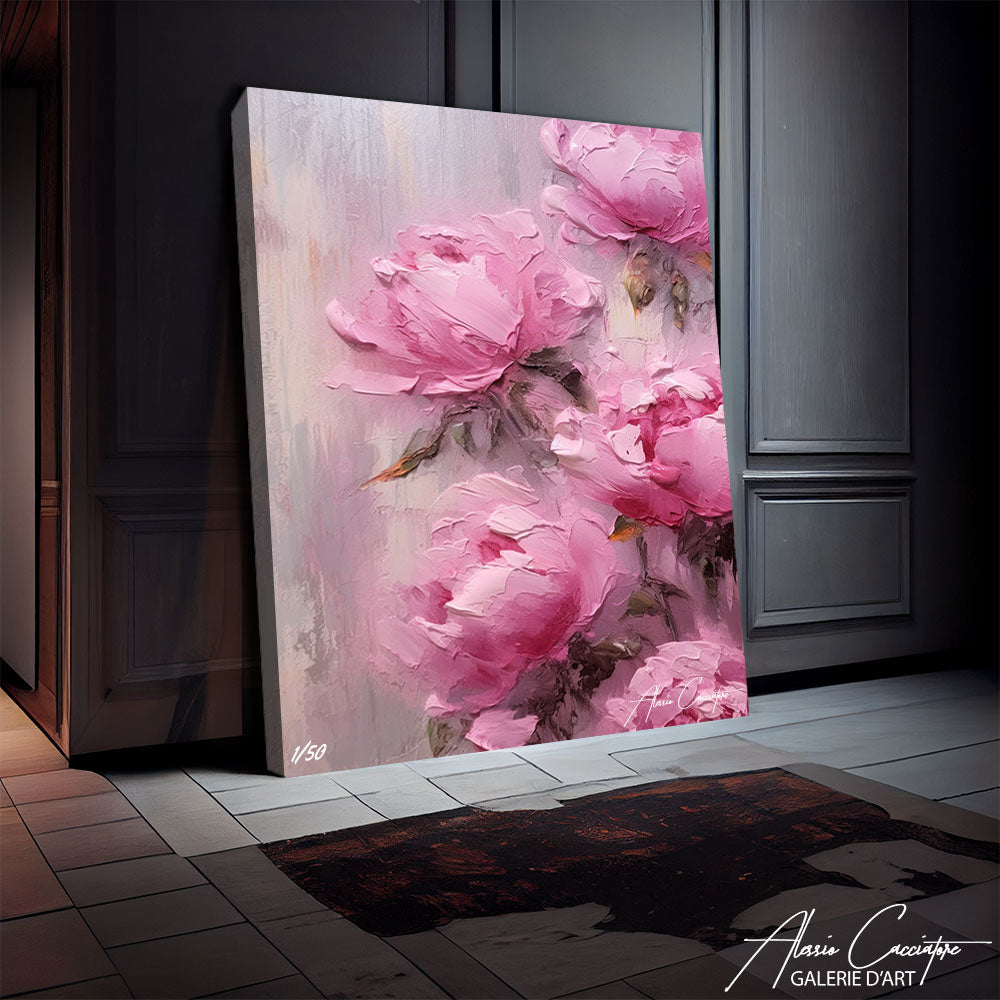 tableau pivoine rose