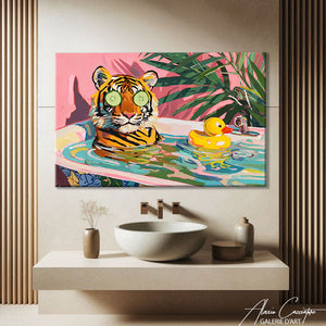 tableau tigre salle de bain