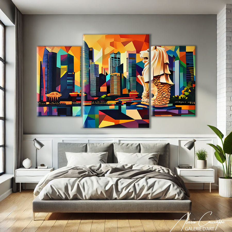 Tableau Triptyque Contemporain – mise en situation