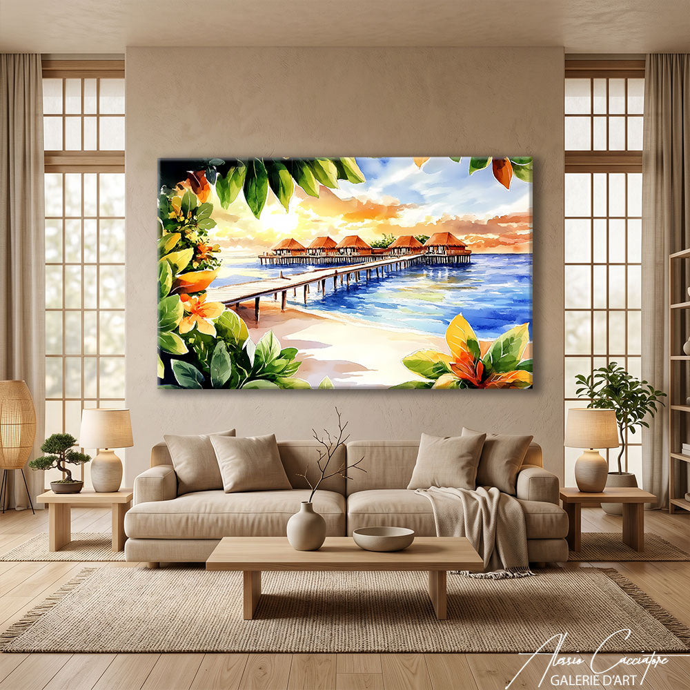 Peinture Coucher De Soleil Sur La Plage