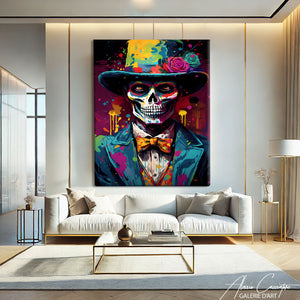 tableau tête de mort coloré
