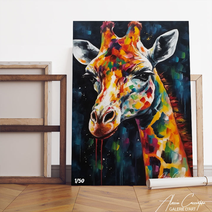 tableau girafe coloré