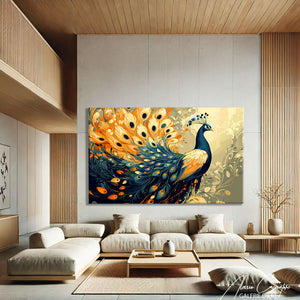 Peinture paon sur toile
