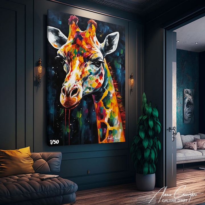 tableau peinture girafe