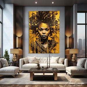 tableau femme africaine multicolore