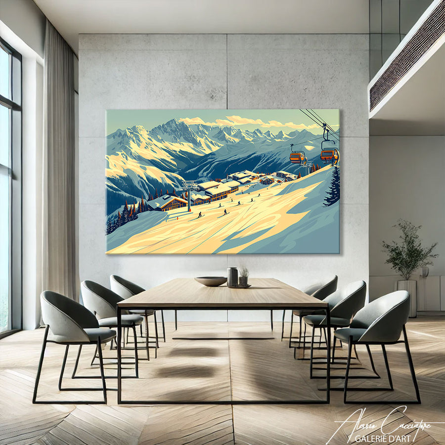 Tableau Montagne Ski – mise en situation