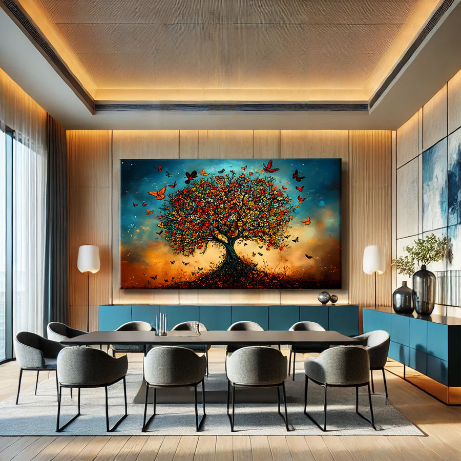 Peinture Sur Toile Arbre Abstrait – mise en situation