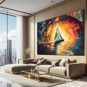 Tableau Voiliers Abstrait
