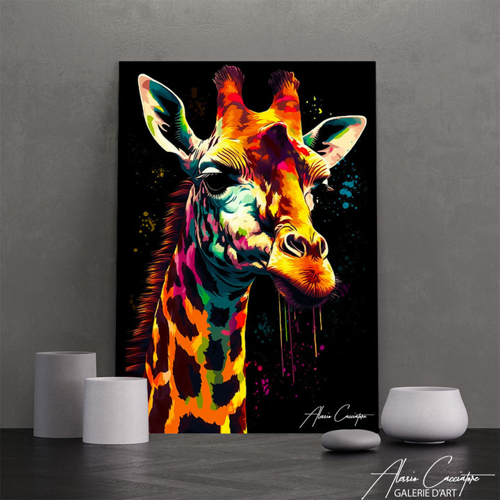 tableau pop art girafe