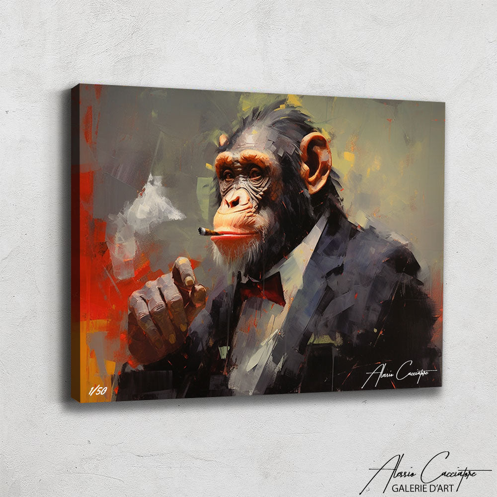 tableau singe qui fume