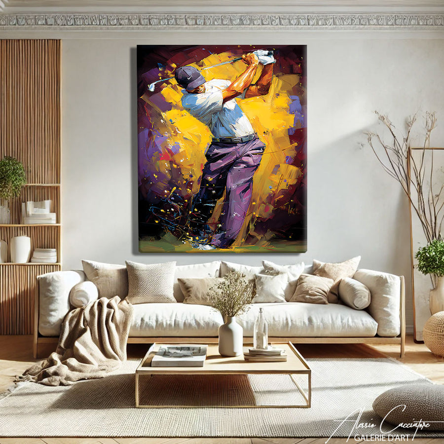 Tableau Peinture Golfeur – mise en situation