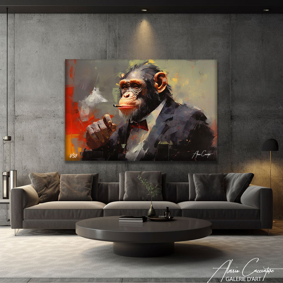 peinture de singe sur toile – mise en situation
