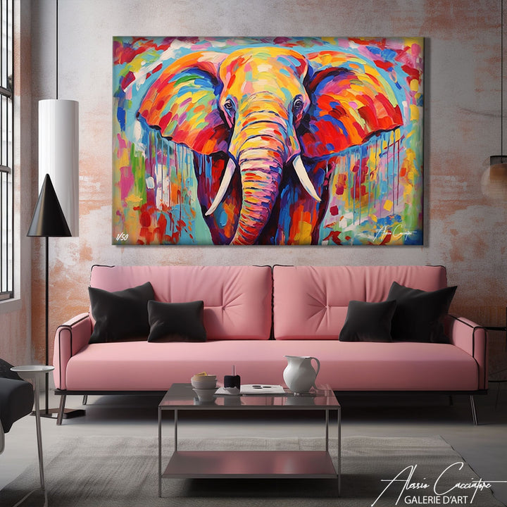 tableau éléphant peinture