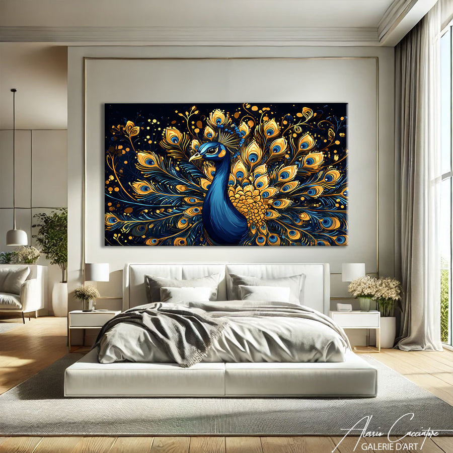 Peinture Paon Sur Toile – mise en situation