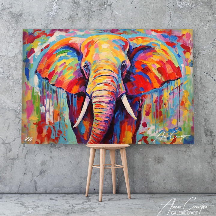 tableau éléphant couleur
