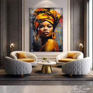 tableau femme africaine abstrait