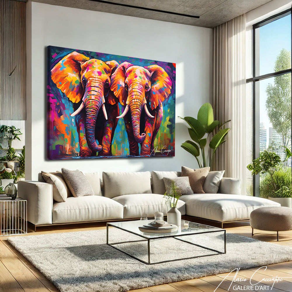 TABLEAU ÉLÉPHANT MULTICOLORE