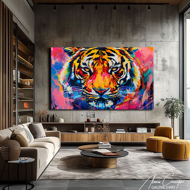 tableau tigre coloré