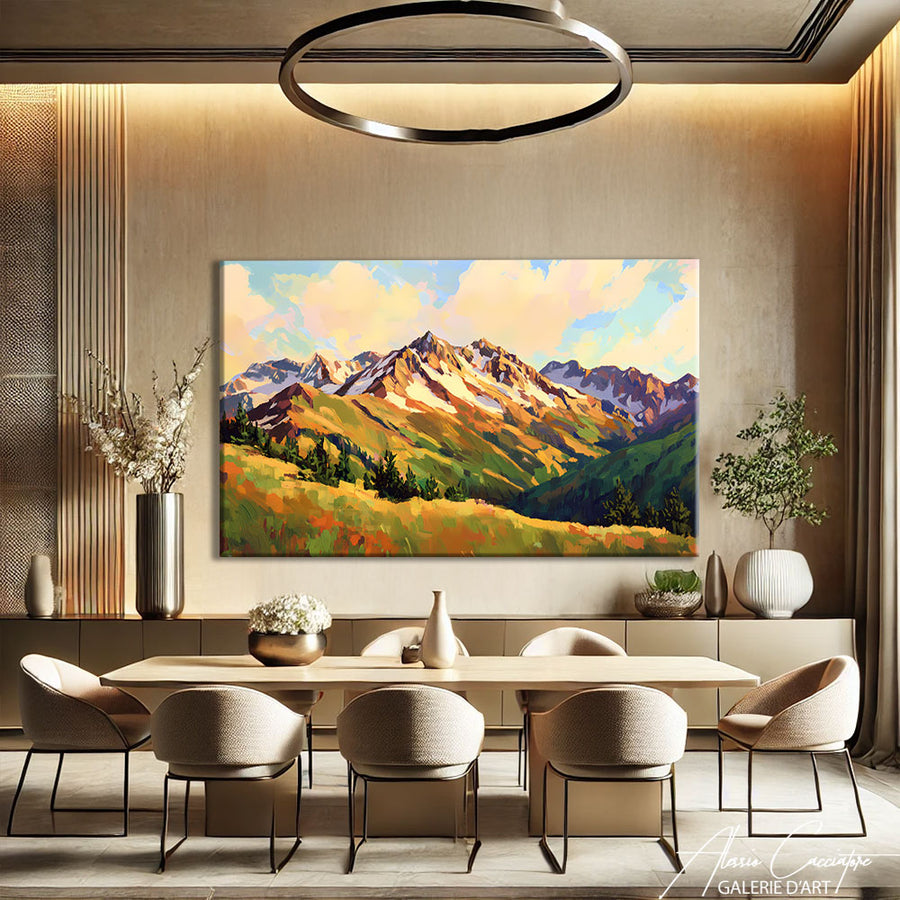 Grande Toile Murale Montagne – mise en situation