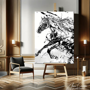 peinture cheval noir et blanc