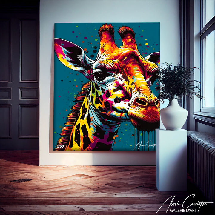 tableau girafe pop art 
