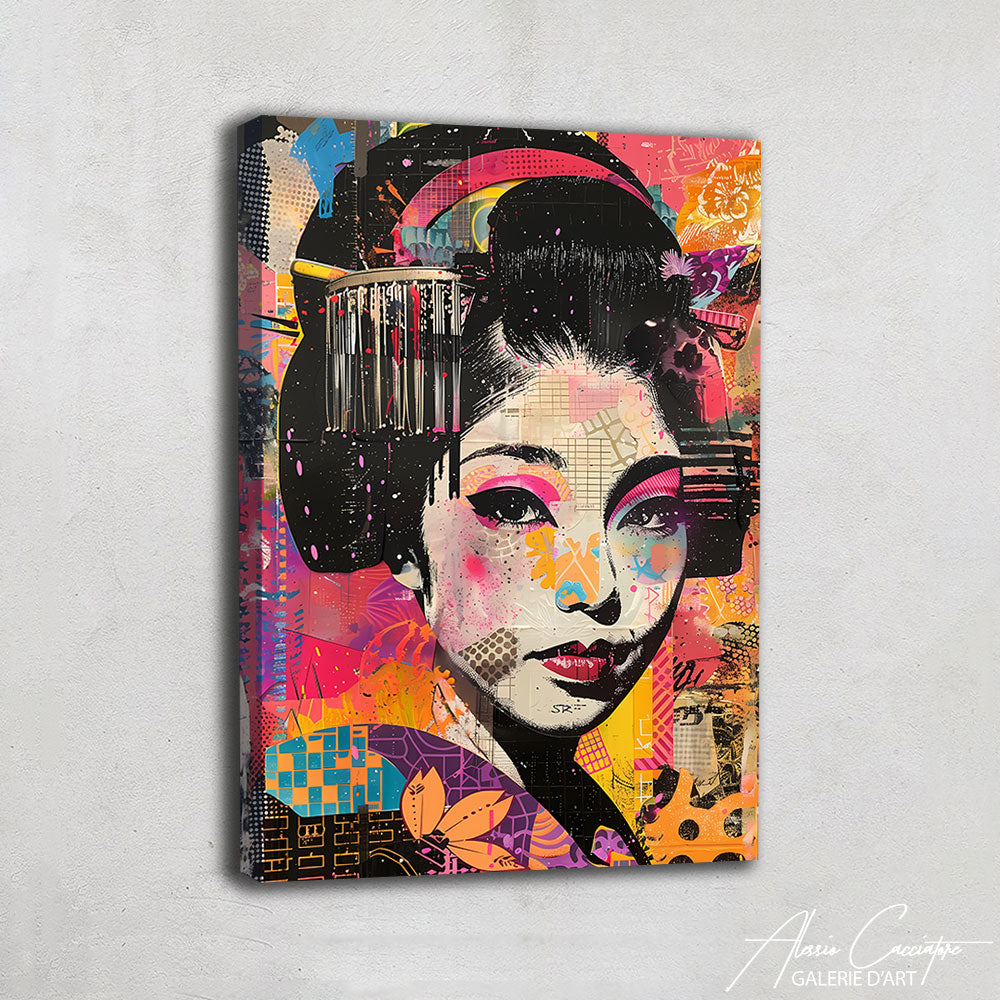 TABLEAU STREET ART PORTRAIT JAPONAIS

