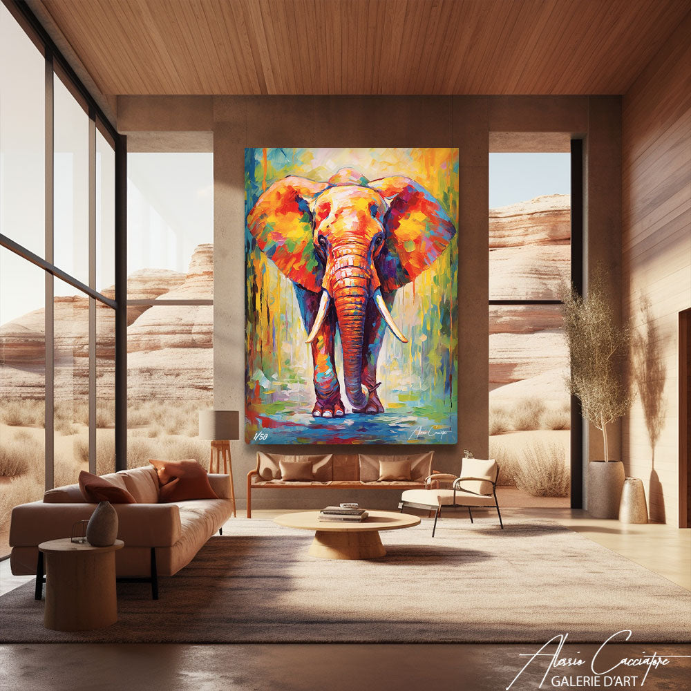 tableau éléphant couleur
