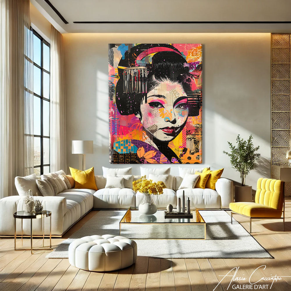 TABLEAU STREET ART PORTRAIT JAPONAIS
