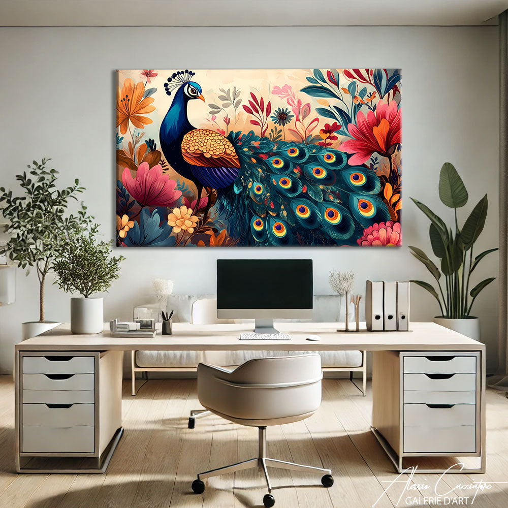 Paon peinture acrylique
