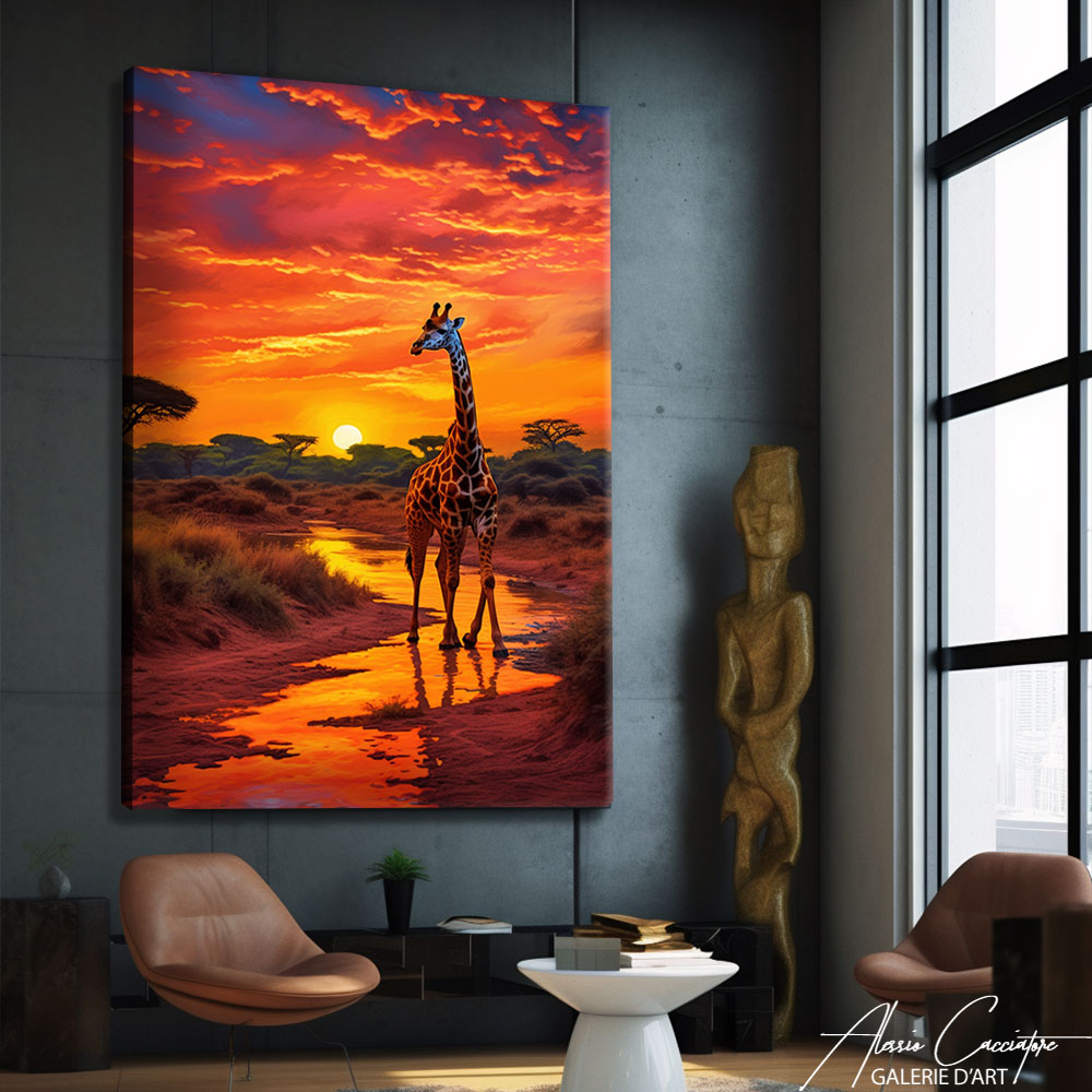 tableau peinture acrylique girafe