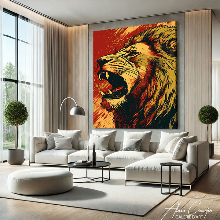 TABLEAU LION COLORÉ
