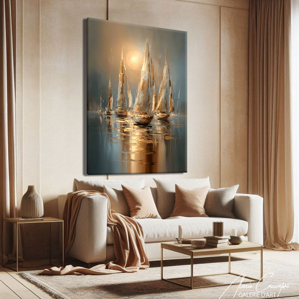 Tableau Voilliers Abstrait