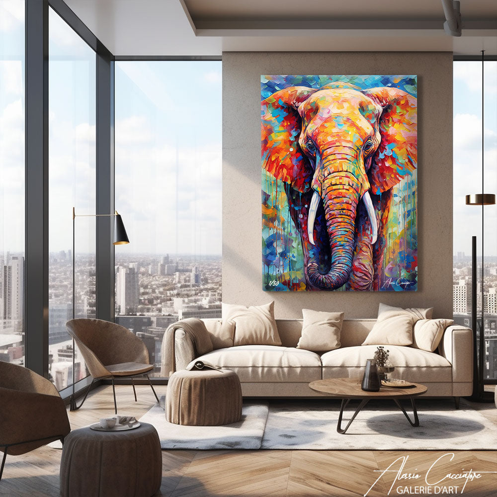 tableau éléphant couleur