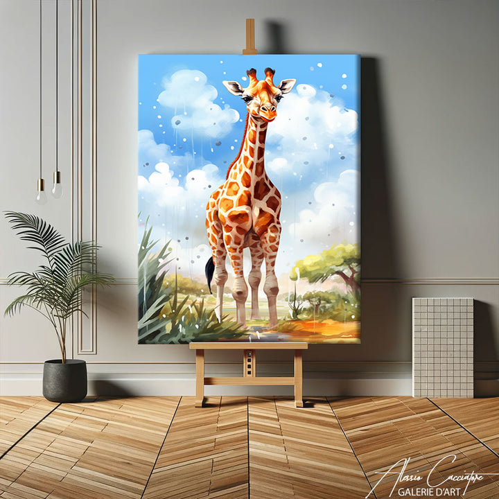 tableau toile girafe