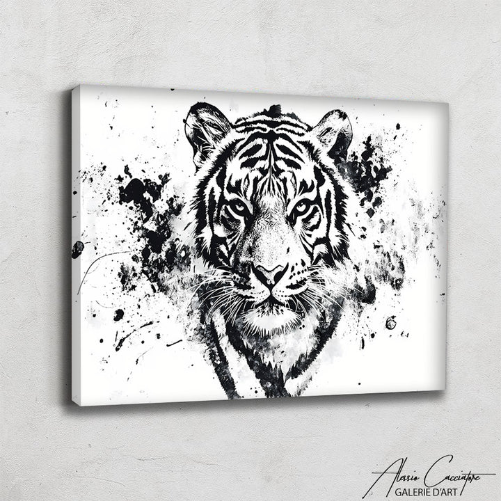 Toile Tigre Blanc et Noir
